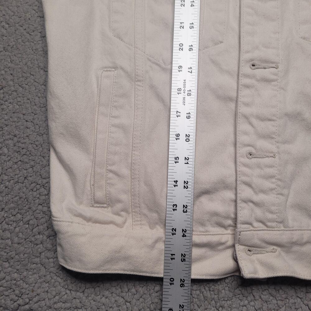 Abercrombie & Fitch White/ Cream Denim Oversized Relaxed Stretch Jean Jacket - Picture 7 of 8